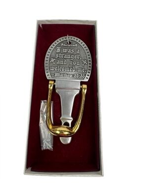 HJ Sherman Matthew 25:35 Pewter Metal Door Knocker Front Door Decor House NIB